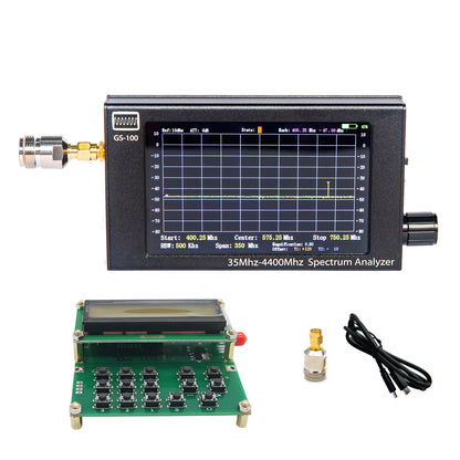 GS-100 Mini Handheld Spectrum Analyzer 35MHz-4400MHz 4.3&quot; LCD + RF Signal Generator Signal Source