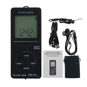 HRD-767 Aircraft Radio Mini Aviation Radio Pocket FM AM Air Multiband Radio Automatically Shut Down