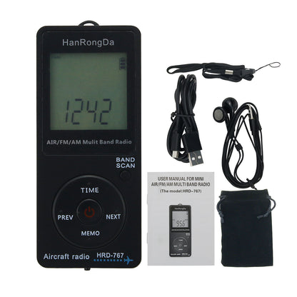 HRD-767 Aircraft Radio Mini Aviation Radio Pocket FM AM Air Multiband Radio Automatically Shut Down