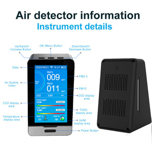 DM73B-WiFi Air Quality Monitor Detector CO2 PM2.5 PM1.0 PM10 HCHO TVOC Temperature Humidity Detector