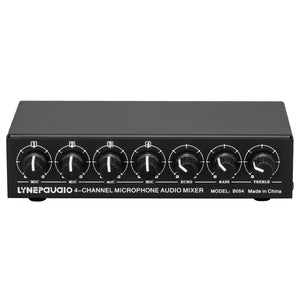 B054 4-Channel Microphone Audio Mixer Stereo Output w/ Echo Treble Bass Adjustment USB 5V Powered