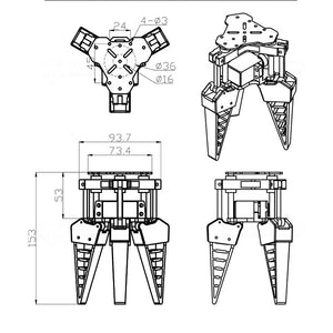 Three-Finger Servo + Electric Control Flexible Robot Claw Bionic Hand Robotic Hand Fruit Sorting