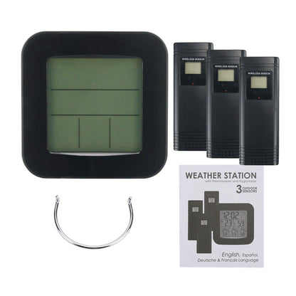 WEA-46 Home Weather Station Wireless Indoor Outdoor Thermometer Hygrometer Clock 3 Wireless Sensors