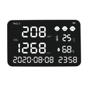 DM1307 Wall Mount Carbon Dioxide Detector PM2.5 PM10 PM1.0 Temperature Humidity Monitor 17&quot; Display