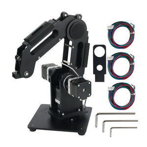 3-Axis Mechanical Robot Arm 3-DOF Robotic Arm + 3pcs 42 Gear Motors Aluminum Alloy 6061 Black