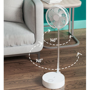 N98 Desktop Rotating Fan Spray Small Foldable Floor Fan Rechargeable w/ Remote Control Night Light