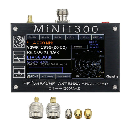 HamGeek Mini1300 0.1-1300MHz HF/VHF/UHF Antenna Analyzer with 4.3&quot; Touch Screen Aluminum Alloy Shell