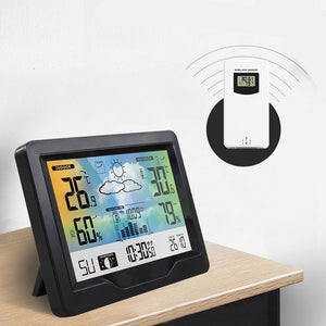 FanJu 3383F Wireless Weather Station Weather Clock Alarm Clock Display Temperature Humidity Date