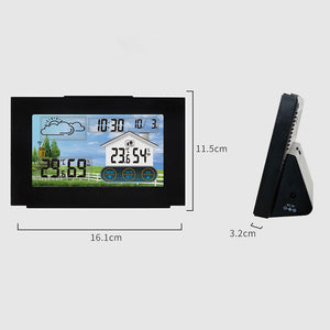 FanJu 3551A Touch Screen Weather Clock Alarm Clock Indoor Outdoor Thermometer Hygrometer Black