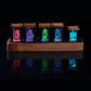 Pseudo Glow Tube Clcok RGB Digital Clock Solid Wood Base Desktop Gadget Semi-Finished Black Walnut