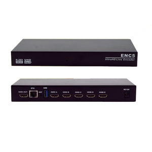 ENC5 UltraHD Live Encoder Live Streaming Encoder 5-Way 4K Video Encoder HDMI H.265 HEVC UHD 4KP30