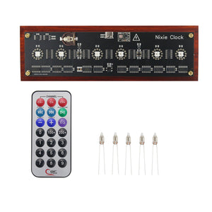 IN14 Glow Tube Clock Fluorescent Nixie Clock Display Time Date Temperature Assembled (without Tubes)