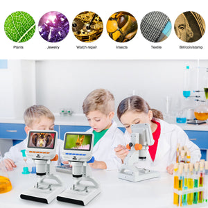 Andonstar AD102 220X Kids Digital Microscope 4.3&quot; Science Section Observation PC Connection Blue