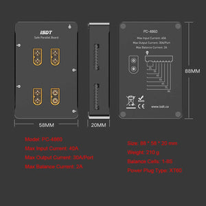 ISDT SC-608 SC-620 1-8S Lipo Battery Charger Board Safe Parallel Charge Board XT60 Charging Plate PC-4860