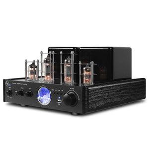 AV-2030 Black Vacuum Tube Power Amplifier 30Wx2 Headphone Amplifier DAC VU Meter Fits Home Speakers