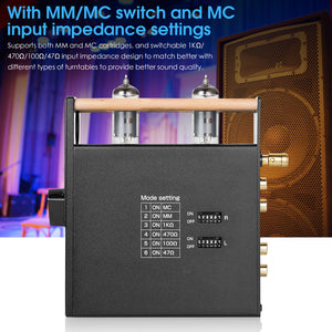 T3-PLUS MM MC Phonograph Preamp Phono Preamplifier Vacuum Tube Phono Preamp Headphone Amp