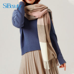 27.6*70.9" Men Womens Plaid Scarf Autumn Winter Scarf Warm Cashmere-Like British Style With Tassel