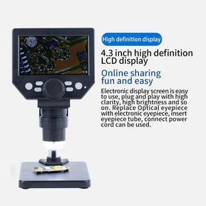 G1000 1000X 10MP HD 1808P Digital Microscope Camera with Aluminum Alloy Stand and 4.3&quot; LCD Display