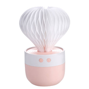 XRQ 150ML Cactus Air Humidifier Diffuser Dry Burn Protection Home Office Desktop Paper Night Light