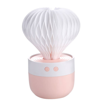 XRQ 150ML Cactus Air Humidifier Diffuser Dry Burn Protection Home Office Desktop Paper Night Light