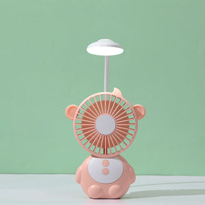 YPK-U3 Monkey-Shaped Portable Fan Adjustable Speeds USB Mobile Power Bank With Desktop Night Light