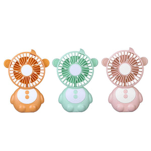 YPK-U3 Monkey-Shaped Portable Fan Adjustable Speeds USB Mobile Power Bank Without Night Light