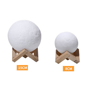 15CM 3D Moon Night Light Lamp USB Rechargeable Atmosphere Night Light Touch Control 3 Light Colors