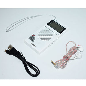 TECSUN M-301 FM-BT Receiver Music Player Mini FM Radio 64-108MHz Bluetooth Receiver w/ Earphones