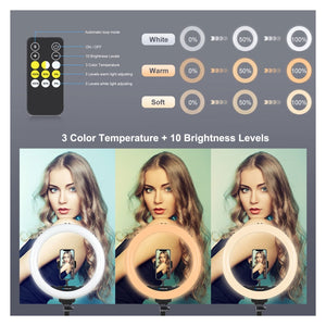 PU522 14.2&quot;/36CM Dimmable LED Ring Light Photography Fill Light With Phone Clamp &amp; Remote Control