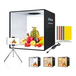 PULUZ PU5041B 40CM/15.7&quot; Foldable Photo Tent Light Box LED Ring Light w/ Color Background Papers
