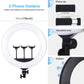 PKT3102 PULUZ 18 Inch Live LED Ring Light With Tripod Stand 70.9&quot; 3PCS Phone Clamps &amp; Remote Control