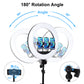 PKT3102 PULUZ 18 Inch Live LED Ring Light With Tripod Stand 70.9&quot; 3PCS Phone Clamps &amp; Remote Control