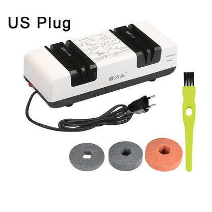 Professional Electric Knife Sharpener Multifunctional Automatic Cut Sharpeners with 15-Degree Bevel Crude and Fine Grooves US Plug