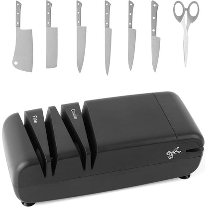Electric Knife Sharpener  Multifunctional Knives Scissors Sharpening Machine with 5 Bevel Groove Pure Copper Motor Overheat Protection
