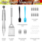 35Pcs BBQ Grill Tool Set With Storage Bag BBQ ToolsExtra Thick Stainless Steel Shovel and Fork and Cleaning Brush