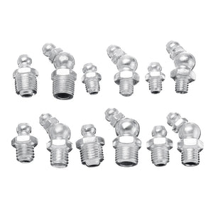 130Pcs Hydraulic Grease Nipples Imperial BSP UNF M6 M8 M10 45° Galvanized Metal Grease Nipple Fitting Assortment Kits Fitting