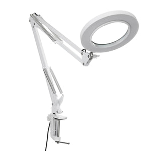 LED Magnifying Lamp Metal Swing Arm Magnifier Lamp 5X Magnification 4.1" Lens 33+33CM for Reading/Office/Work