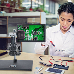 Industrial Camera 48MP FHD Camera V8 w/ 180X C Mount Lens 144 LED Ring Light Stand For PCB Repair