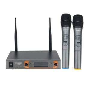 FREEBOSS KV-22 VHF Wireless Microphone 2 Handheld Mic + Receiver Dynamic Capsule Mixed Output