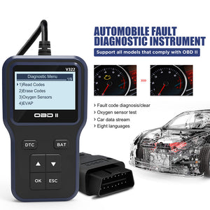 V322 OBD2 Tester Automobile OBD2 Scanner OBD2 Diagnostic Tool Instrument w/ 128*64 Pixel Display