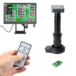 48MP FHD Camera V8 Industrial Video Microscope Camera w/ 300X Lens 144-LED Ring Light For PCB Repair