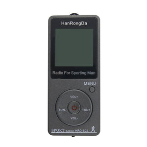 HRD-602 Sport Radio AM FM Radio Mini Radio Pocket Pedometer Function Conference Receiver Gray