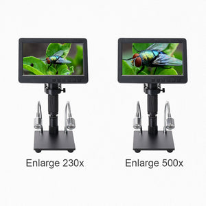 HY-2070 Digital Microscope 7-inch 1080P Electronics Soldering Microscope with Adjustable Stand Support 300X Magnification