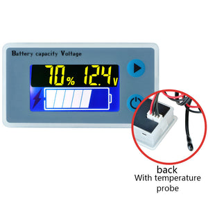 EV Battery Indicator Battery Capacity Voltage Battery Gauge 10V-100V Color Screen Low-Voltage Alarm