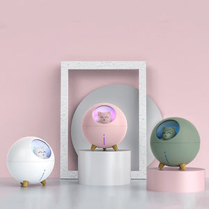 220ML Cute Planet Cat Humidifier Small Air Humidifier Plug-In Type With Colorful Atmosphere Light