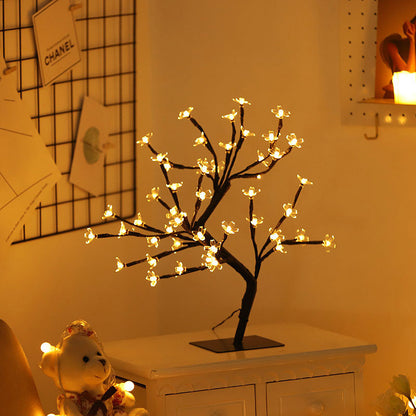 45CM/17.7&quot; Cherry Light Tree Indoor Lighted Tree 48-LED Artificial Tree Decoration For Bedroom Living Room