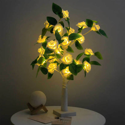 55CM/21.7&quot; 24-LED Rose Tree Lamp Tree Table Lamp Room Artificial Tree Decor Valentine's Day Present