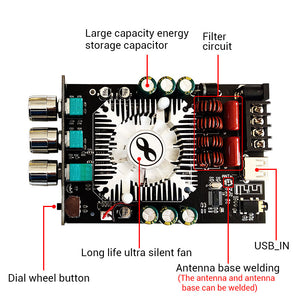 ZK-1602T Audio Power Amplifier Board 160W*2 Bluetooth 5.0 Power Amp Board Module TDA7498E Amplifier