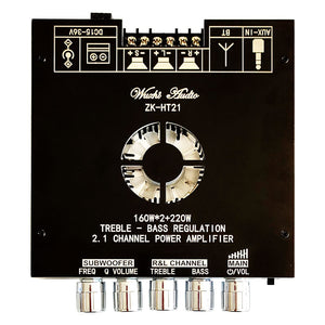 ZK-HT21 2.1 Channel Power Amplifier Board 160W*2 + 220W Bluetooth Power Amp TDA7498E Amplifier