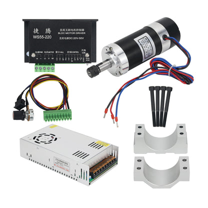 ER11 Brushless Spindle 500W + Clamp Base + WS55-220 BLDC Motor Driver Controller + Power Supply